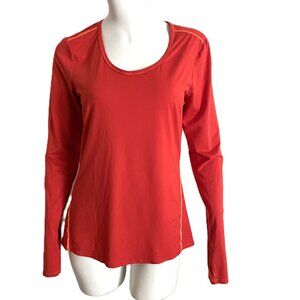 Athleta Top Women Medium Orange Long Sleeve Tee Thumbhole Athletic Taped Chi